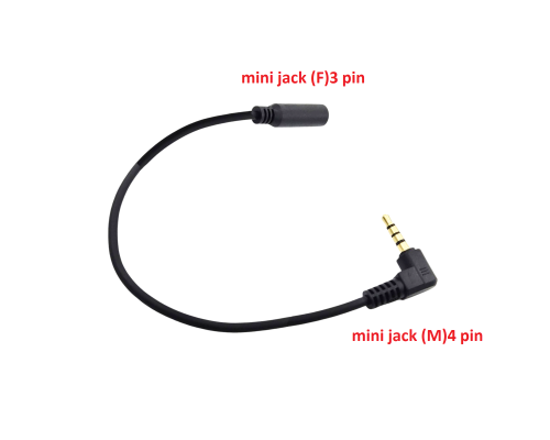 Переходник удлиненный угловой Mini Jack 3.5 мм (F) 3 pin - 3.5 мм (M) 4 pin