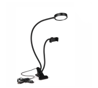 Гибкая светодиодная лампа SL-09 на прищепке с держателем телефона и поворотом на 360 градусов, чёрная