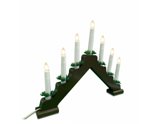 Новогодний светильник рождественская горка на деревянной основе, темное дерево, с лампочками цоколь Е10