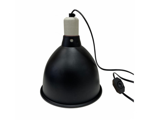 Защитный плафон для террариума под лампу нагрева с регулировкой яркости на проводе, большой, чёрный