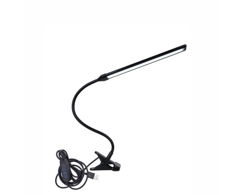 Настольная светодиодная лампа, светильник на прищепке с регулировкой яркости, черная