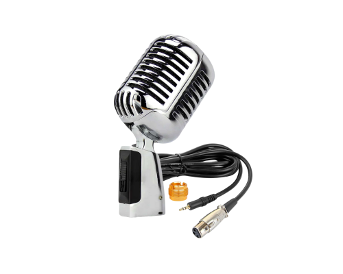 Винтажный профессиональный динамический микрофон, серебристый