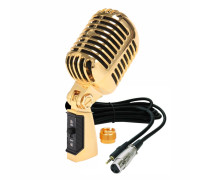 Винтажный профессиональный динамический микрофон, золотой