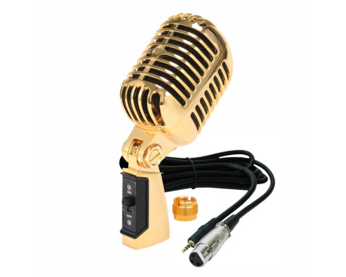 Винтажный профессиональный динамический микрофон, золотой