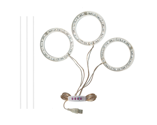 Фитосветильник для растений: 3 лампы на прозрачной ножке с регулировкой яркости, полный спектр