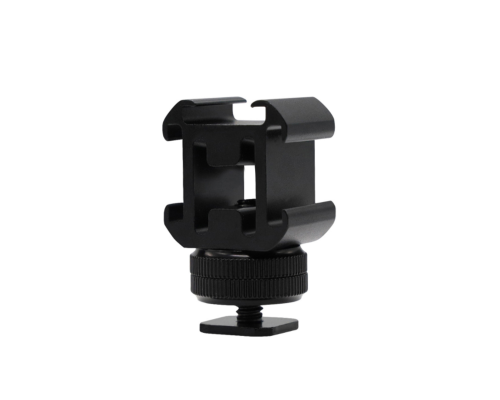 Адаптер переходник с 3 креплениями холодный башмак и с креплением в паз на камеру, 2 гайки