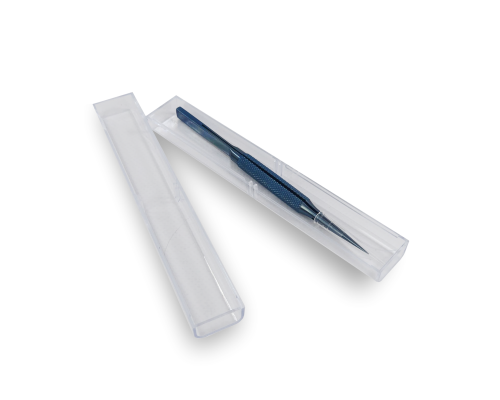 Пинцет монтажный, прямой тонкий 140 мм, цвет голубой, в коробочке