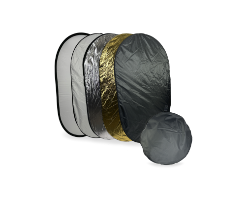 Отражатель для фото и видео, светоотражатель 5в1, овальный 90х125 см, с чехлом
