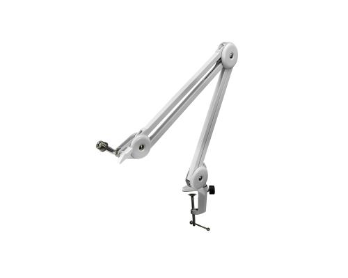 Настольная стойка пантограф PTS-01W с усиленной струбциной и переходником на 5/8, цвет белый