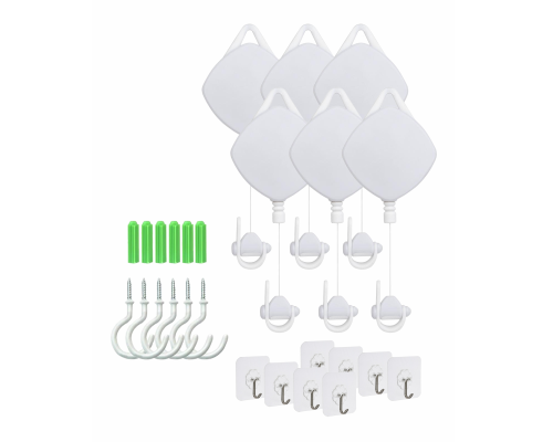 Комплект из 6 подвесов для проводов, 8 крючков на липучке, 6 крючков-шурупов+6 дюбелей, цвет белый
