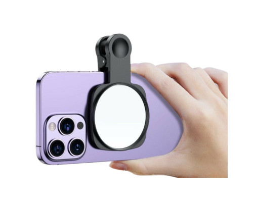 Зеркало-прищепка для телефона, цвет черный