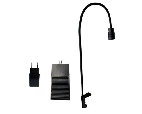 УФ лампа для ресниц на гибком креплении и струбцине, европейская вилка, с педалью, цвет черный