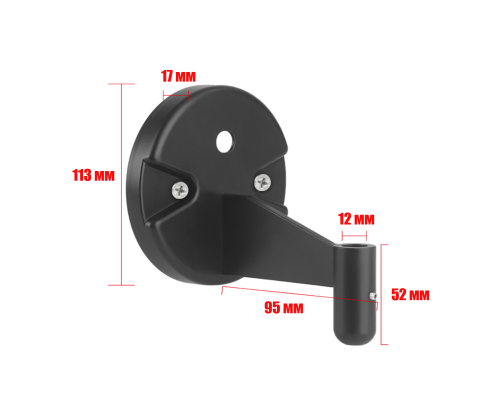 Крепление на стену с посадочным местом под пантограф 12 мм, металл, цвет черный