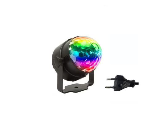 Светодиодный LED диско шар, евровилка 85-265V, с голосjвым управлением + управление с пульта