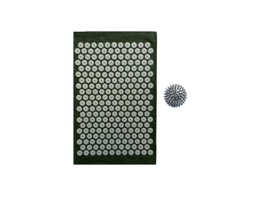 Коврик однослойный оливковый+серый мяч массажный