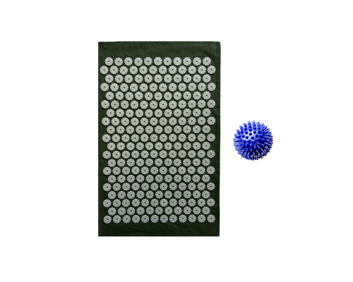 Коврик однослойный оливковый+синий мяч массажный