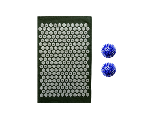 Коврик однослойный оливковый +2 мяча синих