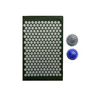 Коврик однослойный оливковый +2 мяча серый и синий