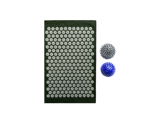 Коврик однослойный оливковый +2 мяча серый и синий