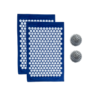 Комплект: 2 коврика однослойных синий+ 2 серых мяча массажных