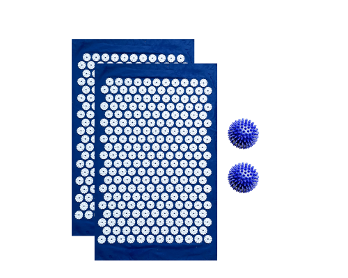 Комплект: 2 коврика однослойных синий+2 синих мяча массажных