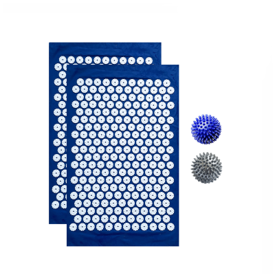 Комплект: 2 коврика однослойных синий+2 мяча синий и серый массажных