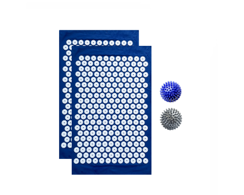 Комплект: 2 коврика однослойных синий+2 мяча синий и серый массажных