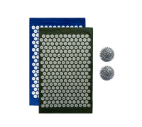 Комплект: 2 коврика однослойных синий и оливковый + 2 серых мяча массажных