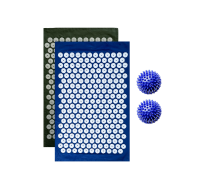 Комплект: 2 коврика однослойных синий и оливковый +2 синих мяча массажных