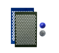 Комплект: 2 коврика однослойных синий и оливковый +2 мяча синий и серый массажных