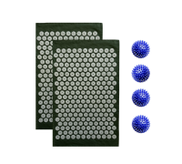 Комплект: 2 коврика однослойных оливковый+4 синих мяча массажных