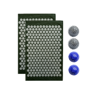 Комплект: 2 коврика однослойных оливковый+4 мяча (2 синих и 2 серых) массажных