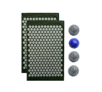 Комплект: 2 коврика однослойных оливковый+4 мяча (1 синий и 3 серых) массажных