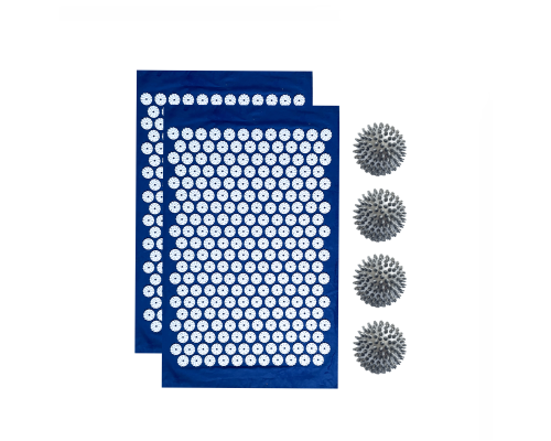 Комплект: 2 коврика однослойных синий+ 4 серых мяча массажных
