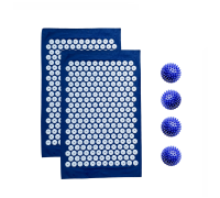 Комплект: 2 коврика однослойных синий+4 синих мяча массажных