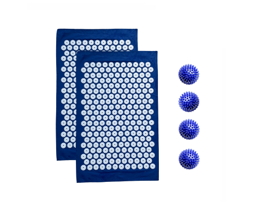 Комплект: 2 коврика однослойных синий+4 синих мяча массажных