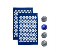 Комплект: 2 коврика однослойных синий+4 мяча (1 синий и 3 серых) массажных