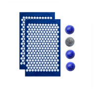 Комплект: 2 коврика однослойных синий+4 мяча (3 синих и 1 серый) массажных