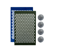 Комплект: 2 коврика однослойных синий и оливковый + 4 серых мяча массажных