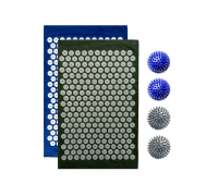 Комплект: 2 коврика однослойных синий и оливковый +4 мяча (2 синих и 2 серых) массажных