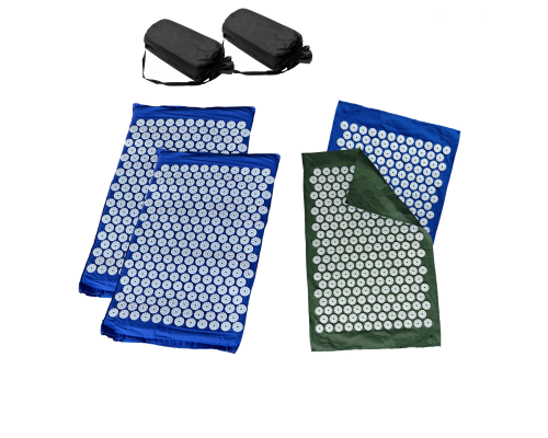 Комплект: 2 коврика синих +поролон+ 2 ЧЕХЛА+2 коврика однослойных синий+оливковый