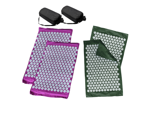 Комплект: 2 коврика фиолетовых +поролон+ 2 ЧЕХЛА+2 коврика однослойных оливковых