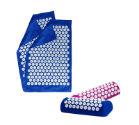 Комплект: 2 подушка синяя+фиолетовая+2 коврика однослойных синих