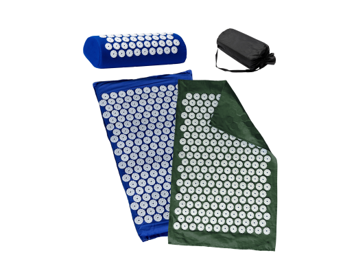 Аппликатор Кузнецова комплект СИНИЙ (подушка +коврик ) +ЧЕХОЛ + коврик однослойный оливковый