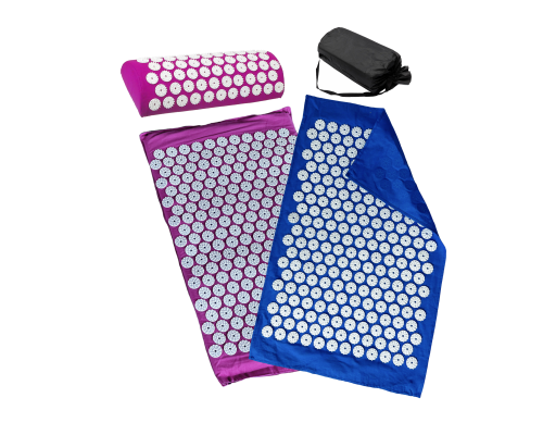 Аппликатор кузнецова комплект ФИОЛЕТОВЫЙ (подушка +коврик ) +ЧЕХОЛ+ коврик однослойный синий