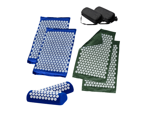 Комплект: 2 Аппликатора Кузнецова комплект СИНИЕ (2 подушки +2 коврика ) +2 ЧЕХЛА +2 коврика однослойных оливковых