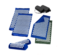 Комплект: 2 Аппликатора Кузнецова комплект СИНИЕ (2 подушки +2 коврика ) +2 ЧЕХЛА +2 коврика однослойных синий+оливковый