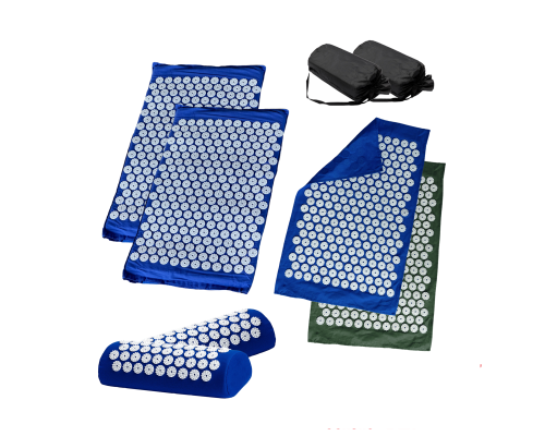 Комплект: 2 Аппликатора Кузнецова комплект СИНИЕ (2 подушки +2 коврика ) +2 ЧЕХЛА +2 коврика однослойных синий+оливковый