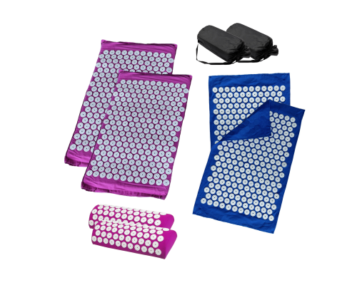Комплект: 2 Аппликатора Кузнецова комплект ФИОЛЕТОВЫЕ (2 подушки +2 коврика ) +2 ЧЕХЛА +2 коврика однослойных синих