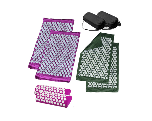 Комплект: 2 Аппликатора Кузнецова комплект ФИОЛЕТОВЫЕ (2 подушки +2 коврика ) +2 ЧЕХЛА +2 коврика однослойных оливковых